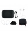 Silicone Case Set for AirPods Pro 2 / AirPods Pro 1 + Case / Ear Hook / Neck Strap / Watch Strap Holder / Carabiner - black