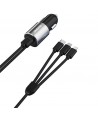 Dudao 3in1 USB car charger 3,4 A built-in cable Lightning / USB Type C / micro USB black (R5ProN black)