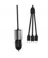 Dudao 3in1 USB car charger 3,4 A built-in cable Lightning / USB Type C / micro USB black (R5ProN black)