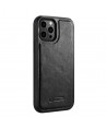iCarer Leather Oil Wax case covered with natural leather for iPhone 12 Pro Max black (ALI1206-BK)