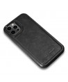 iCarer Leather Oil Wax case covered with natural leather for iPhone 12 Pro Max black (ALI1206-BK)