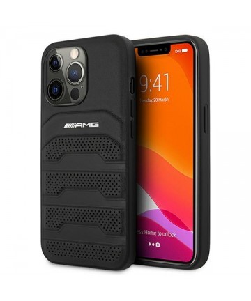 AMG AMHCP13XGSEBK iPhone 13 Pro Max 6,7" czarny/black hardcase Leather Debossed Lines