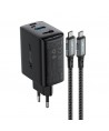 Acefast 2in1 charger GaN 65W USB Type C / USB, adapter HDMI adapter 4K 60Hz (set with cable) black (A17 black)
