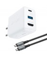 Acefast 2in1 charger GaN 65W USB Type C / USB, adapter adapter HDMI 4K @ 60Hz (set with cable) white (A17 white)