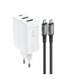 Acefast 2in1 charger GaN 65W USB Type C / USB, adapter adapter HDMI 4K @ 60Hz (set with cable) white (A17 white)