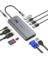Choetech multifunctional HUB with display 12in1 USB-C to USB-C / USB-A / HDMI / VGA / AUX / SD / TF gray (HUB-M26)