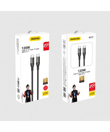 Dudao L22C USB-C - USB-C cable 120W 1m - gray