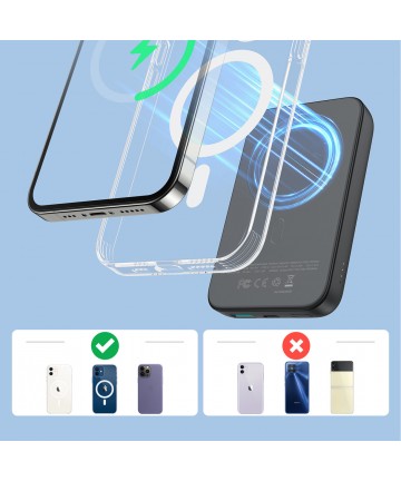 Joyroom JR-W020 20W 10000mAh MagSafe Power Bank + USB-C - USB-C 0.25m Cable - Black