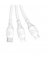 USB cable - USB C / micro USB / Lightning 480Mb/s 6A 1.2m - white