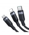 Joyroom Multi-Use Series S-A18 3in1 USB-A - Lightning / USB-C / micro USB cable 0.3m - black