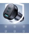 Joyroom JR-CCD04 30W 2x USB-C USB-A car charger with display - black