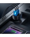Joyroom JR-CCD04 30W 2x USB-C USB-A car charger with display - black