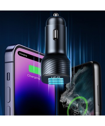 Joyroom JR-CCD03 3.4A Car Charger with Display 3x USB-A - Black