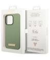 Guess Silicone Logo Plate MagSafe case for iPhone 14 Pro Max - green
