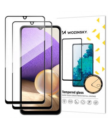 Wozinsky 2x Tempered Glass Full Glue Super Tough Screen Protector Full Coveraged with Frame Case Friendly for Samsung Galaxy A22