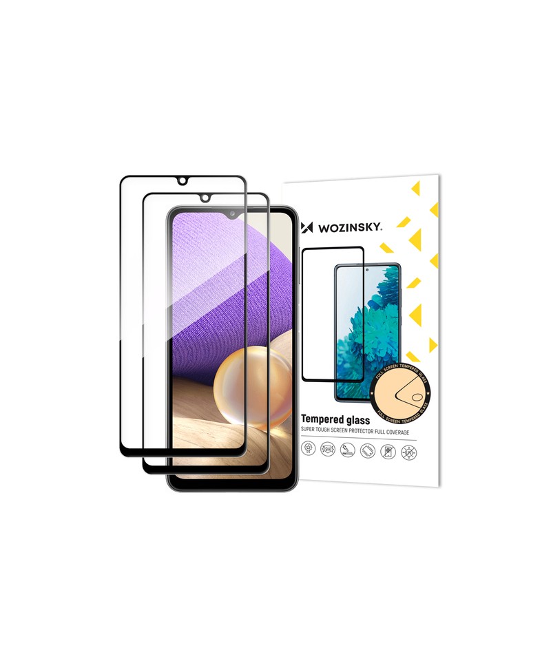 Wozinsky 2x Tempered Glass Full Glue Super Tough Screen Protector Full Coveraged with Frame Case Friendly for Samsung Galaxy A22