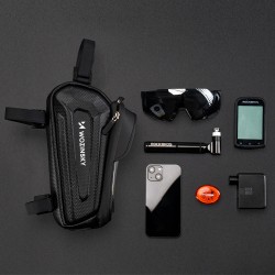Wozinsky bicycle bag for the frame, armored, with a phone pocket, 1.7 l - black