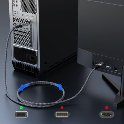 Wozinsky WPS-16AYL1S DisplayPort 2.1 Cable 80Gb/s 16K@60Hz 8K@120Hz 4K@240Hz HDR HDCP DSC 1m - Black
