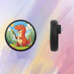 AirTag badge case - black with dinosaur print