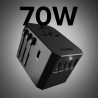 SBS Universal GaN Travel Adapter 70W 3xUSB-C 2xUSB-A with Case - Black