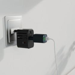 SBS Universal GaN Travel Adapter 70W 3xUSB-C 2xUSB-A with Case - Black
