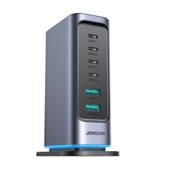 Joyroom JR-TCM02 GaN 65W charger charging station 4xUSB-C 2xUSB-A UK plug - gray