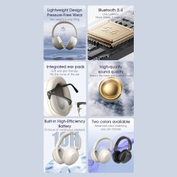 Dudao X22 Max Wireless On-Ear Bluetooth Headphones with ANC - Beige