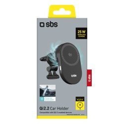 SBS Magnetic Holder with Qi2.2 25W Wireless Charger with Active Cooling - Black