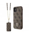 Guess GUHCN61P4TDSCPW Case for iPhone 11 / Xr - Brown Crossbody 4G Metal Logo