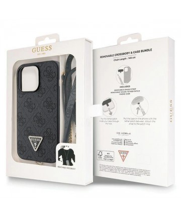 Guess GUHCP13LP4TDSCPK Case for iPhone 13 Pro / 13 - Black Crossbody 4G Metal Logo