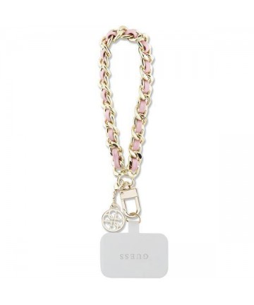 Guess GUOUCHSAMC4P Universal Hand Strap case - pink Saffiano Chain 4G Charm