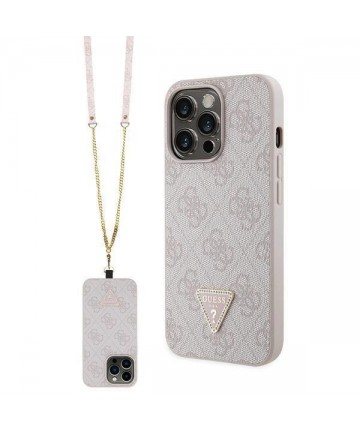 Guess GUHCP13LP4TDSCPP case for iPhone 13 Pro / 13 - pink Crossbody 4G Metal Logo