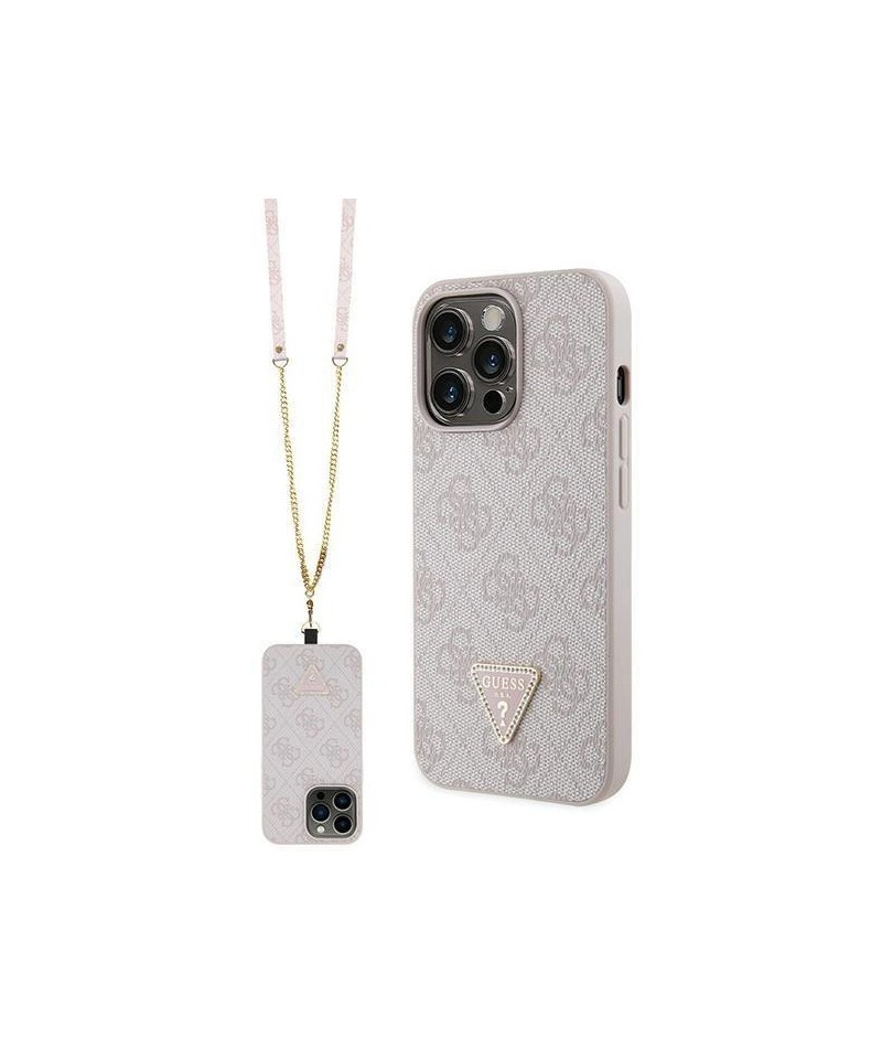 Guess GUHCP13LP4TDSCPP case for iPhone 13 Pro / 13 - pink Crossbody 4G Metal Logo