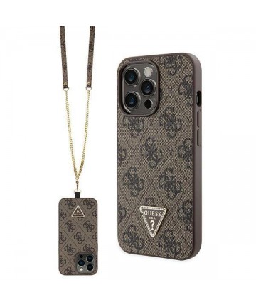 Guess GUHCP13LP4TDSCPW Case for iPhone 13 Pro / 13 - Brown Crossbody 4G Metal Logo