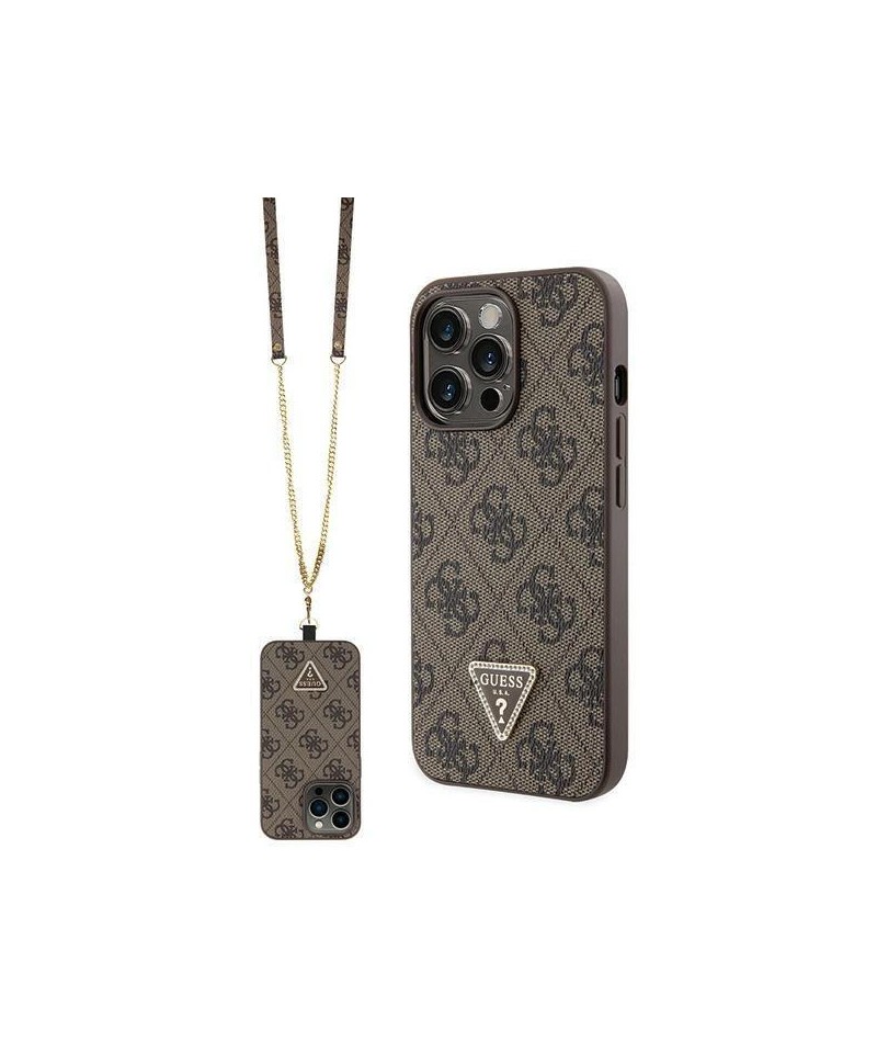 Guess GUHCP13LP4TDSCPW Case for iPhone 13 Pro / 13 - Brown Crossbody 4G Metal Logo