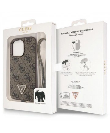Guess GUHCP13LP4TDSCPW Case for iPhone 13 Pro / 13 - Brown Crossbody 4G Metal Logo