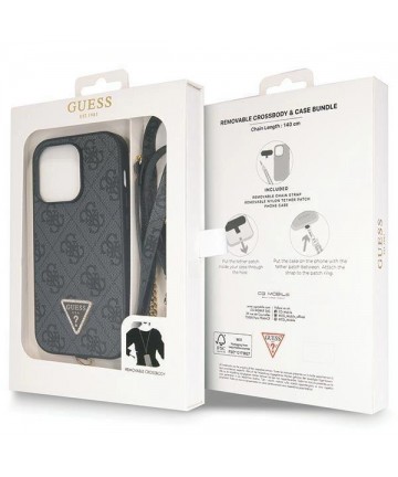 Guess GUHCP14LP4TDSCPK case for iPhone 14 Pro - black Crossbody 4G Metal Logo