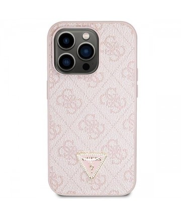 Guess GUHCP14LP4TDSCPP case for iPhone 14 Pro - pink Crossbody 4G Metal Logo