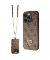 Guess GUHCP14LP4TDSCPW case for iPhone 14 Pro - brown Crossbody 4G Metal Logo