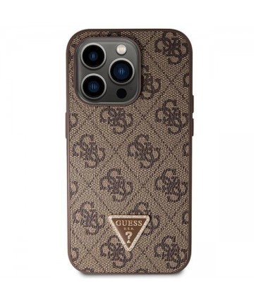 Guess GUHCP14LP4TDSCPW case for iPhone 14 Pro - brown Crossbody 4G Metal Logo