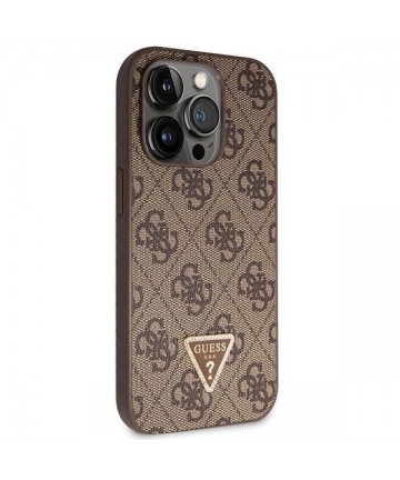 Guess GUHCP14LP4TDSCPW case for iPhone 14 Pro - brown Crossbody 4G Metal Logo