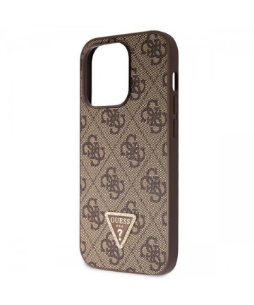 Guess GUHCP14LP4TDSCPW case for iPhone 14 Pro - brown Crossbody 4G Metal Logo