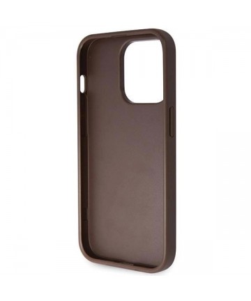 Guess GUHCP14LP4TDSCPW case for iPhone 14 Pro - brown Crossbody 4G Metal Logo