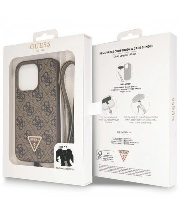 Guess GUHCP14LP4TDSCPW case for iPhone 14 Pro - brown Crossbody 4G Metal Logo