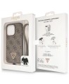 Guess GUHCP14LP4TDSCPW case for iPhone 14 Pro - brown Crossbody 4G Metal Logo