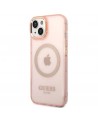 Guess GUHMP14SHTCMP iPhone 14 6.1" pink/pink hard case Gold Outline Translucent MagSafe