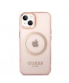 Guess GUHMP14SHTCMP iPhone 14 6.1" pink/pink hard case Gold Outline Translucent MagSafe