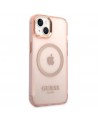 Guess GUHMP14SHTCMP iPhone 14 6.1" pink/pink hard case Gold Outline Translucent MagSafe