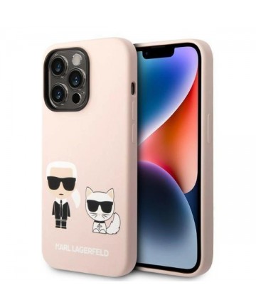 Karl Lagerfeld KLHMP14XSSKCI iPhone 14 Pro Max 6.7" hardcase light pink/light pink Silicone Karl & Choupette Magsafe