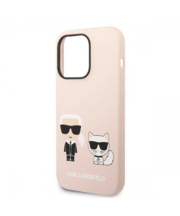 Karl Lagerfeld KLHMP14XSSKCI iPhone 14 Pro Max 6.7" hardcase light pink/light pink Silicone Karl & Choupette Magsafe
